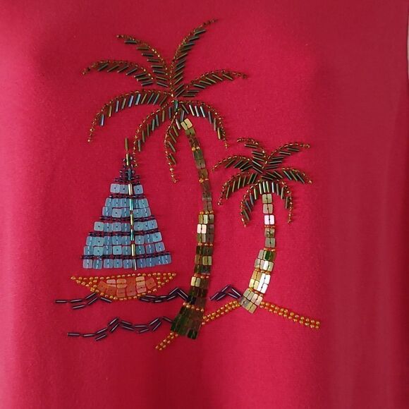 I In the Loop sleeveless maxi sailboat palm tree beach cruise dress  Sz L - Picture 4 of 6